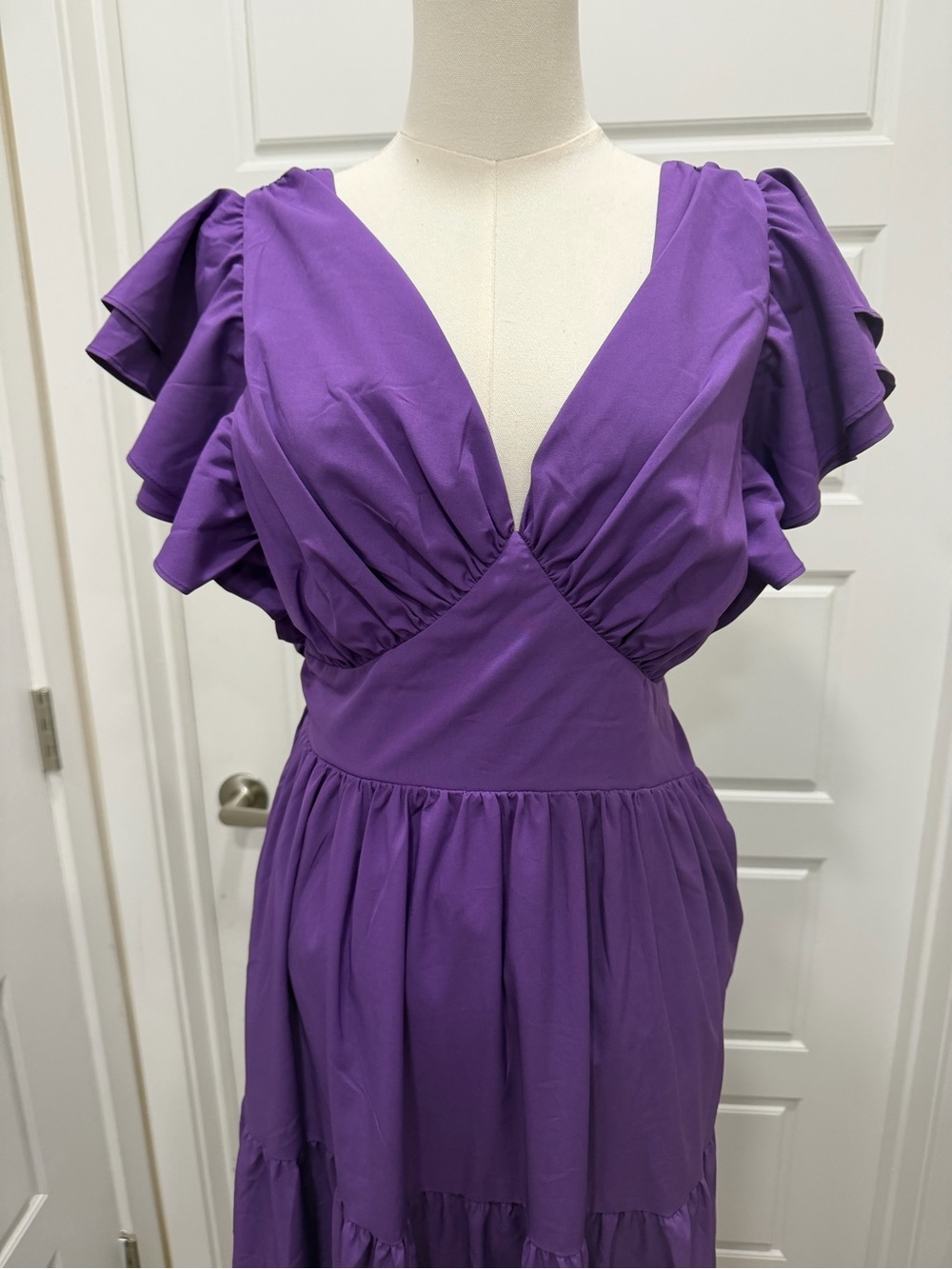 English Factory Women’s Purple Ruffle-Tiered Midi Dress - Picture 5 of 14